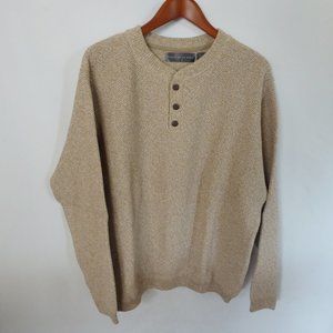 OSCAR DE LA RENTA BRAND MENS CREAM ¾ BUTTON UP LONG SLEEVE SWEATER (L) NEW